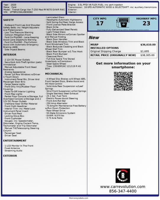 2020 Ford Transit-250 Mr 148 Rwd Cargo Van , available for sale in Maple Shade, New Jersey | Car Revolution. Maple Shade, New Jersey 2020 Ford Transit-250 Mr 148 Rwd Cargo Van , available for sale in Maple Shade, New Jersey | Car Revolution. Maple Shade, New Jersey