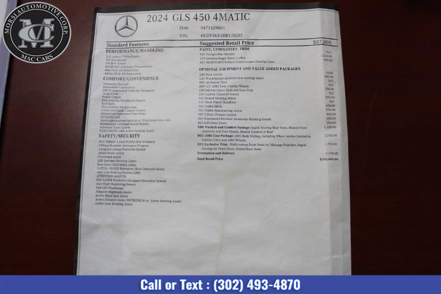 2024 Mercedes-Benz GLS GLS 450 4MATIC SUV, available for sale in New Castle, Delaware | Morsi Automotive Corporation. New Castle, Delaware 2024 Mercedes-Benz GLS GLS 450 4MATIC SUV, available for sale in New Castle, Delaware | Morsi Automotive Corporation. New Castle, Delaware
