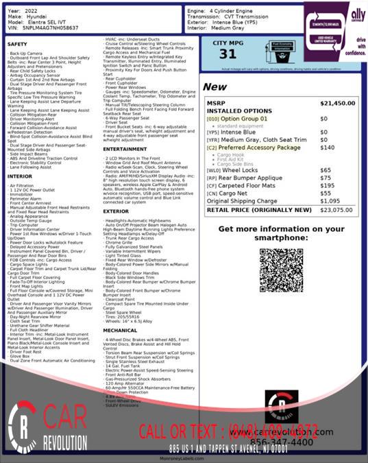 2022 Hyundai Elantra SEL IVT, available for sale in Avenel, New Jersey | Car Revolution. Avenel, New Jersey 2022 Hyundai Elantra SEL IVT, available for sale in Avenel, New Jersey | Car Revolution. Avenel, New Jersey