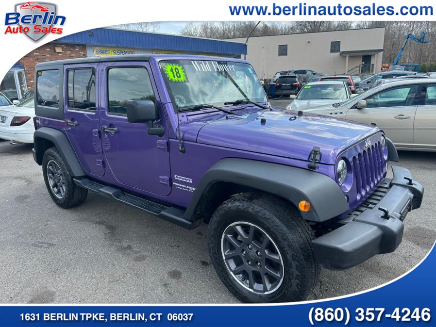2018 Jeep Wrangler JK Unlimited Sport S 4x4, available for sale in Berlin, Connecticut | Berlin Auto Sales LLC. Berlin, Connecticut 2018 Jeep Wrangler JK Unlimited Sport S 4x4, available for sale in Berlin, Connecticut | Berlin Auto Sales LLC. Berlin, Connecticut