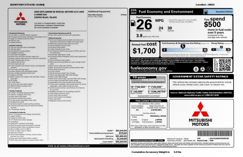 2023 Mitsubishi Outlander SE Special Edition AWC, available for sale in Maple Shade, New Jersey | Car Revolution. Maple Shade, New Jersey 2023 Mitsubishi Outlander SE Special Edition AWC, available for sale in Maple Shade, New Jersey | Car Revolution. Maple Shade, New Jersey