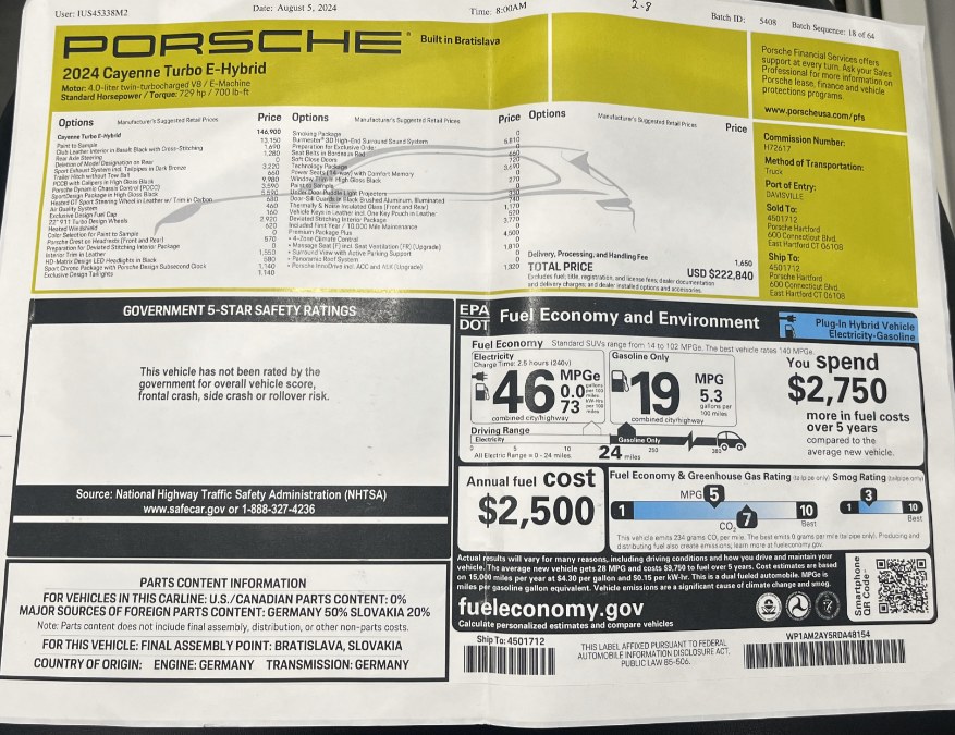 2024 Porsche Cayenne Turbo E-Hybrid AWD, available for sale in South Windsor, Connecticut | Mike And Tony Auto Sales, Inc. South Windsor, Connecticut 2024 Porsche Cayenne Turbo E-Hybrid AWD, available for sale in South Windsor, Connecticut | Mike And Tony Auto Sales, Inc. South Windsor, Connecticut