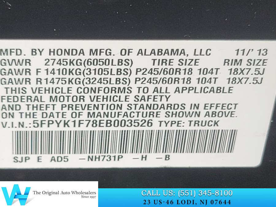 2014 Honda Ridgeline 4WD Crew Cab Sport, available for sale in Lodi, New Jersey | AW Auto & Truck Wholesalers, Inc. Lodi, New Jersey 2014 Honda Ridgeline 4WD Crew Cab Sport, available for sale in Lodi, New Jersey | AW Auto & Truck Wholesalers, Inc. Lodi, New Jersey
