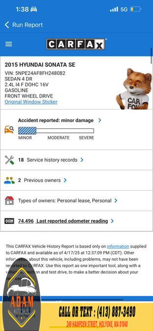 2015 Hyundai Sonata 4dr Sdn 2.4L SE PZEV, available for sale in Holyoke, Massachusetts | Adam Auto Sales. Holyoke, Massachusetts 2015 Hyundai Sonata 4dr Sdn 2.4L SE PZEV, available for sale in Holyoke, Massachusetts | Adam Auto Sales. Holyoke, Massachusetts