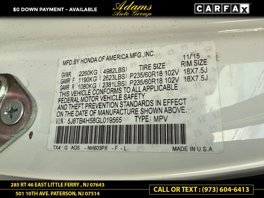 2016 Acura RDX AWD 4dr Tech/AcuraWatch Plus Pkg, available for sale in Paterson, New Jersey | Adams Auto Group. Paterson, New Jersey 2016 Acura RDX AWD 4dr Tech/AcuraWatch Plus Pkg, available for sale in Paterson, New Jersey | Adams Auto Group. Paterson, New Jersey