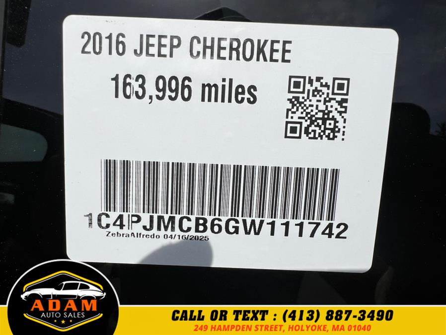 2016 Jeep Cherokee 4WD 4dr Latitude, available for sale in Holyoke, Massachusetts | Adam Auto Sales. Holyoke, Massachusetts 2016 Jeep Cherokee 4WD 4dr Latitude, available for sale in Holyoke, Massachusetts | Adam Auto Sales. Holyoke, Massachusetts