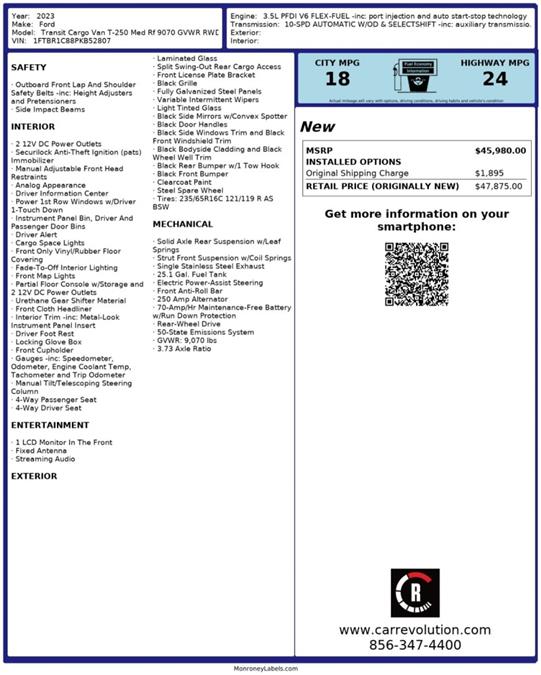 2023 Ford Transit T250 148 Mr Cargo Van , available for sale in Maple Shade, New Jersey | Car Revolution. Maple Shade, New Jersey 2023 Ford Transit T250 148 Mr Cargo Van , available for sale in Maple Shade, New Jersey | Car Revolution. Maple Shade, New Jersey