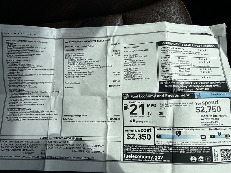 2016 Audi Q5 quattro 4dr 3.0T Premium Plus, available for sale in West Springfield, Massachusetts | Union Street Auto Sales. West Springfield, Massachusetts 2016 Audi Q5 quattro 4dr 3.0T Premium Plus, available for sale in West Springfield, Massachusetts | Union Street Auto Sales. West Springfield, Massachusetts