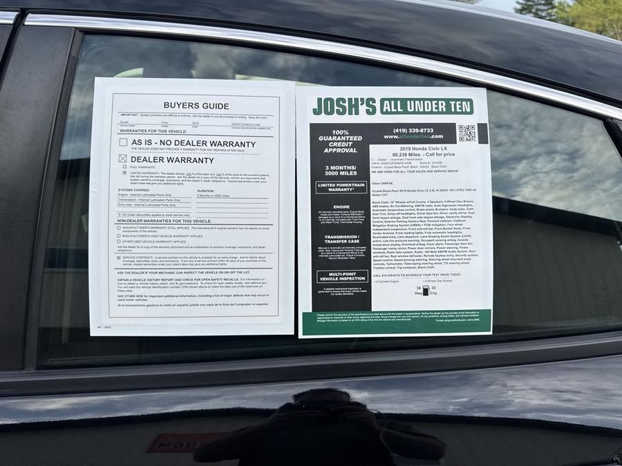 2019 Honda Civic LX, available for sale in Elida, Ohio | Josh's All Under Ten LLC. Elida, Ohio 2019 Honda Civic LX, available for sale in Elida, Ohio | Josh's All Under Ten LLC. Elida, Ohio