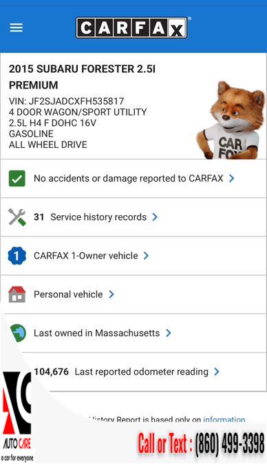 2015 Subaru Forester 4dr CVT 2.5i Premium PZEV, available for sale in Vernon , Connecticut | Auto Care Motors. Vernon , Connecticut 2015 Subaru Forester 4dr CVT 2.5i Premium PZEV, available for sale in Vernon , Connecticut | Auto Care Motors. Vernon , Connecticut