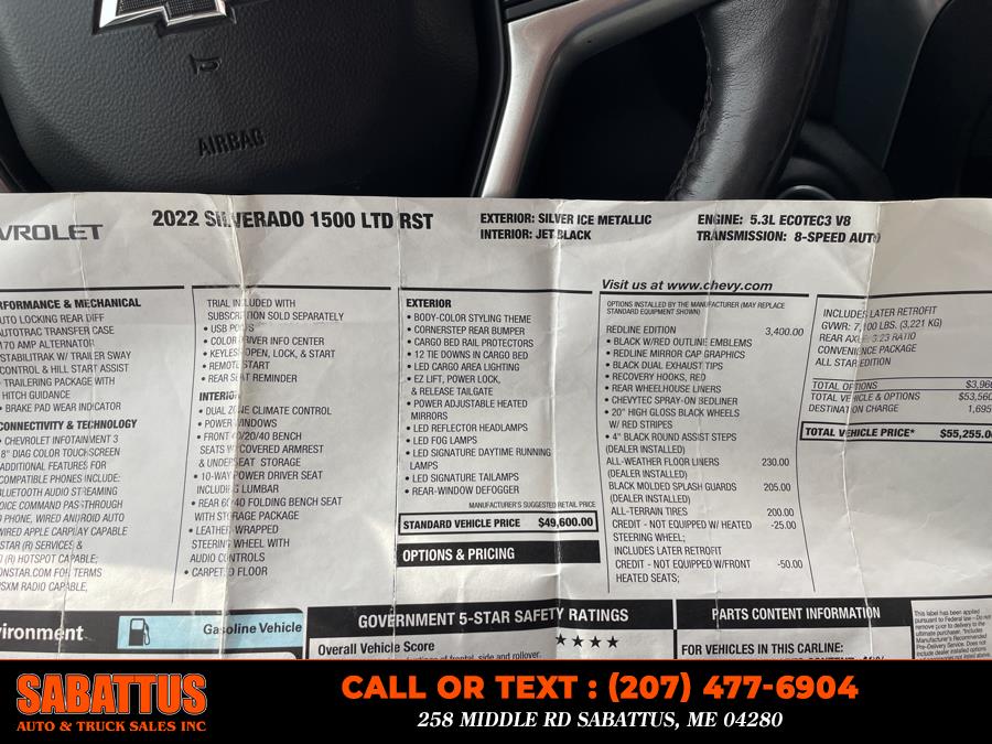 2022 Chevrolet Silverado 1500 LTD 4WD Crew Cab 147" RST, available for sale in Sabattus, Maine | Sabattus Auto and Truck Sales Inc. Sabattus, Maine 2022 Chevrolet Silverado 1500 LTD 4WD Crew Cab 147" RST, available for sale in Sabattus, Maine | Sabattus Auto and Truck Sales Inc. Sabattus, Maine
