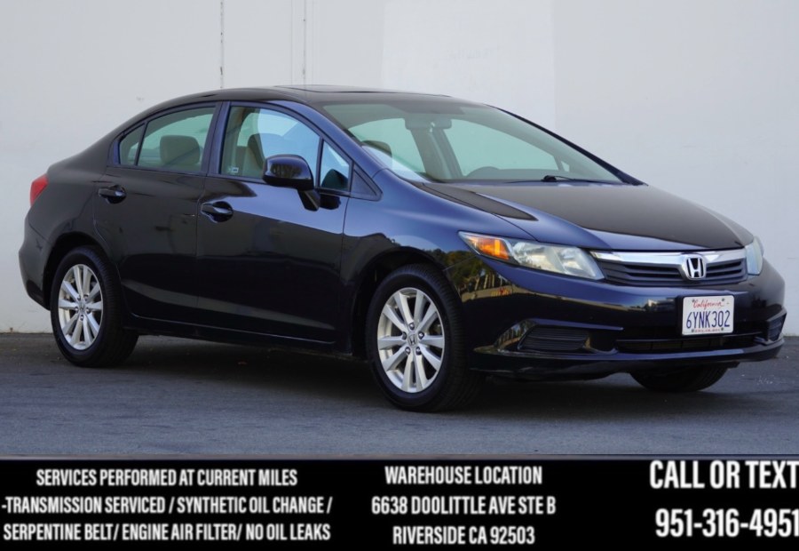 2012 Honda Civic Sdn EX SUNROOF/BLUETOOTH, available for sale in Riverside, California | Big Timin Motors LLC. Riverside, California 2012 Honda Civic Sdn EX SUNROOF/BLUETOOTH, available for sale in Riverside, California | Big Timin Motors LLC. Riverside, California