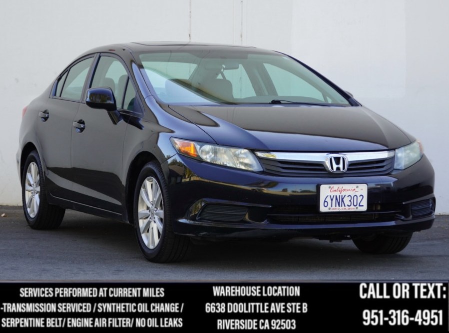 2012 Honda Civic Sdn EX SUNROOF/BLUETOOTH, available for sale in Riverside, California | Big Timin Motors LLC. Riverside, California 2012 Honda Civic Sdn EX SUNROOF/BLUETOOTH, available for sale in Riverside, California | Big Timin Motors LLC. Riverside, California