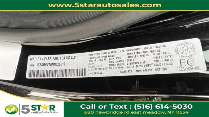2022 Ram 1500 Rebel 4x4 Crew Cab 5''7" Box, available for sale in East Meadow, New York | 5 Star Auto Sales Inc. East Meadow, New York 2022 Ram 1500 Rebel 4x4 Crew Cab 5''7" Box, available for sale in East Meadow, New York | 5 Star Auto Sales Inc. East Meadow, New York