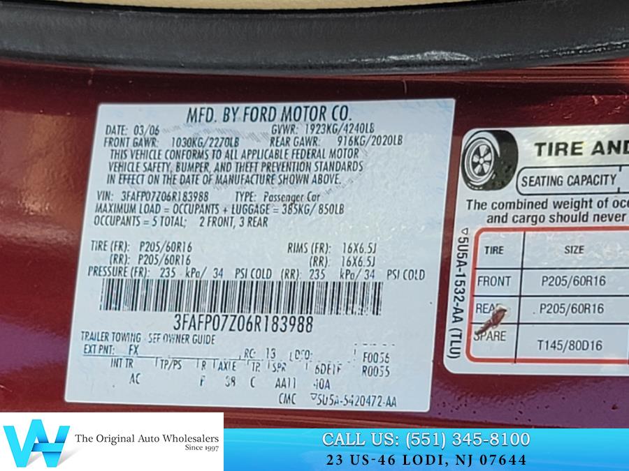 2006 Ford Fusion 4dr Sdn I4 SE, available for sale in Lodi, New Jersey | AW Auto & Truck Wholesalers, Inc. Lodi, New Jersey 2006 Ford Fusion 4dr Sdn I4 SE, available for sale in Lodi, New Jersey | AW Auto & Truck Wholesalers, Inc. Lodi, New Jersey