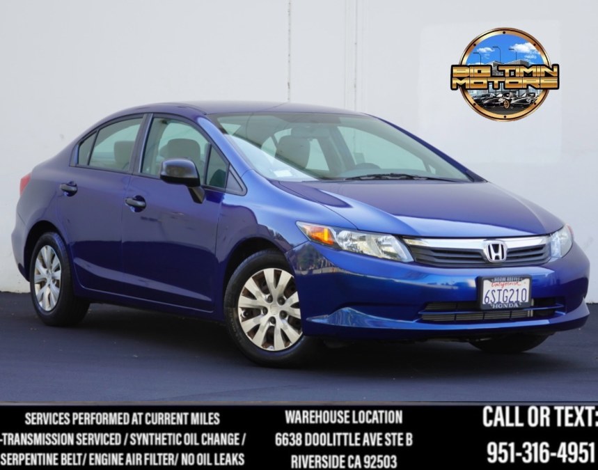 2012 Honda Civic Sdn (ONE OWNER) 4dr Auto, available for sale in Riverside, California | Big Timin Motors LLC. Riverside, California