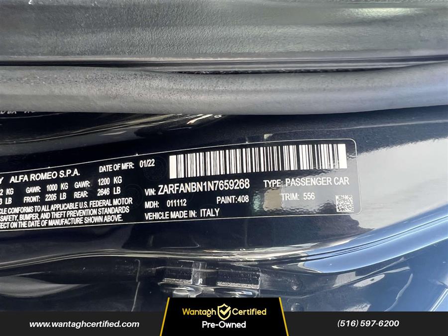 2022 Alfa Romeo Giulia Ti AWD, available for sale in Wantagh, New York | Wantagh Certified. Wantagh, New York 2022 Alfa Romeo Giulia Ti AWD, available for sale in Wantagh, New York | Wantagh Certified. Wantagh, New York