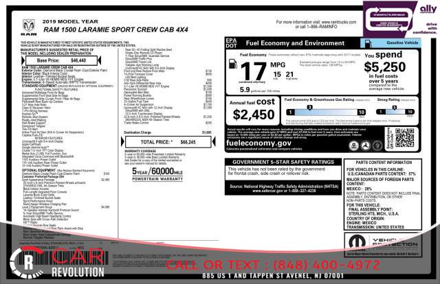 2019 Ram 1500 Laramie 4X4 CREW CAB 6'4'' BOX, available for sale in Avenel, New Jersey | Car Revolution. Avenel, New Jersey 2019 Ram 1500 Laramie 4X4 CREW CAB 6'4'' BOX, available for sale in Avenel, New Jersey | Car Revolution. Avenel, New Jersey