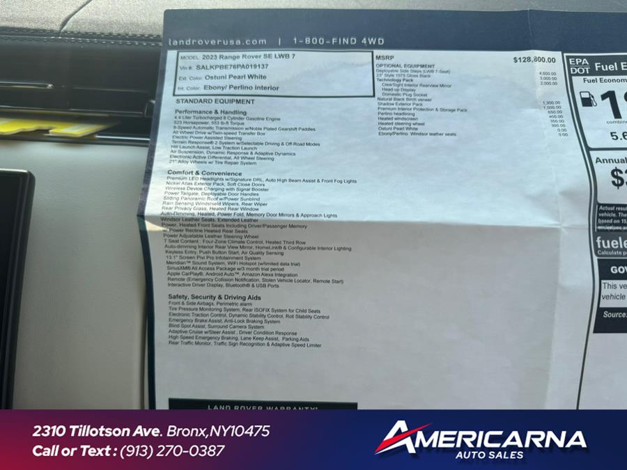 2023 Land Rover Range Rover P530 SE LWB 7 Seat, available for sale in Bronx, New York | Americarna Auto Sales LLC. Bronx, New York 2023 Land Rover Range Rover P530 SE LWB 7 Seat, available for sale in Bronx, New York | Americarna Auto Sales LLC. Bronx, New York