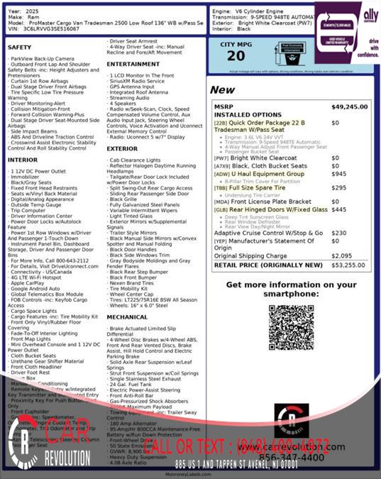 2025 Ram Promaster 2500 Tradesman 2500 LR 136'', available for sale in Avenel, New Jersey | Car Revolution. Avenel, New Jersey 2025 Ram Promaster 2500 Tradesman 2500 LR 136'', available for sale in Avenel, New Jersey | Car Revolution. Avenel, New Jersey