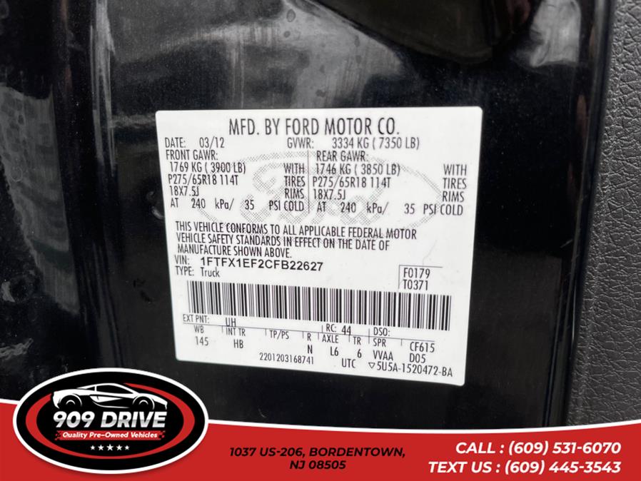 2012 Ford F-150 Lariat SuperCab 6.5-ft. Bed 4WD, available for sale in BORDENTOWN, New Jersey | 909 Drive. BORDENTOWN, New Jersey 2012 Ford F-150 Lariat SuperCab 6.5-ft. Bed 4WD, available for sale in BORDENTOWN, New Jersey | 909 Drive. BORDENTOWN, New Jersey