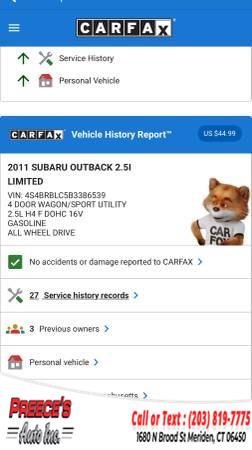 2011 Subaru Outback 4dr Wgn H4 Auto 2.5i Limited Pwr Moon/Nav, available for sale in Meriden, Connecticut | Preeces Auto Inc. Meriden, Connecticut 2011 Subaru Outback 4dr Wgn H4 Auto 2.5i Limited Pwr Moon/Nav, available for sale in Meriden, Connecticut | Preeces Auto Inc. Meriden, Connecticut