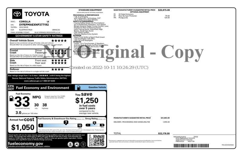 2022 Toyota Corolla LE CVT, available for sale in Maple Shade, New Jersey | Car Revolution. Maple Shade, New Jersey 2022 Toyota Corolla LE CVT, available for sale in Maple Shade, New Jersey | Car Revolution. Maple Shade, New Jersey