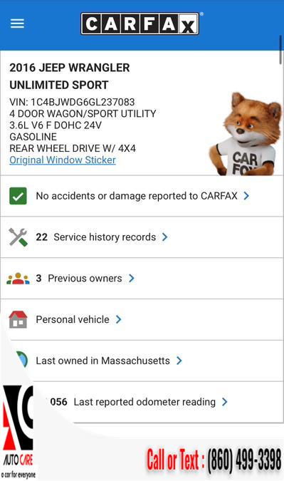 2016 Jeep Wrangler Unlimited 4WD 4dr Sport, available for sale in Vernon , Connecticut | Auto Care Motors. Vernon , Connecticut 2016 Jeep Wrangler Unlimited 4WD 4dr Sport, available for sale in Vernon , Connecticut | Auto Care Motors. Vernon , Connecticut