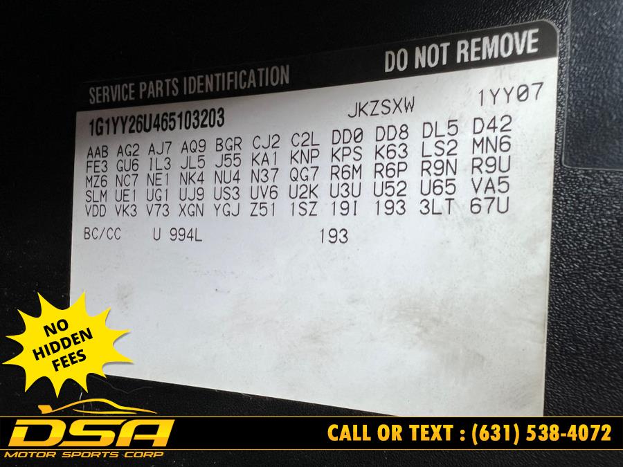 2006 Chevrolet Corvette 2dr Cpe, available for sale in Commack, New York | DSA Motor Sports Corp. Commack, New York 2006 Chevrolet Corvette 2dr Cpe, available for sale in Commack, New York | DSA Motor Sports Corp. Commack, New York