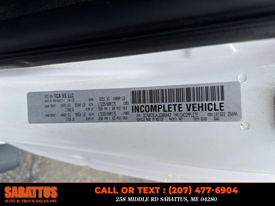 2018 Ram 3500 Chassis Cab Tradesman 4WD Reg Cab 84" CA 167.5" WB, available for sale in Sabattus, Maine | Sabattus Auto and Truck Sales Inc. Sabattus, Maine 2018 Ram 3500 Chassis Cab Tradesman 4WD Reg Cab 84" CA 167.5" WB, available for sale in Sabattus, Maine | Sabattus Auto and Truck Sales Inc. Sabattus, Maine