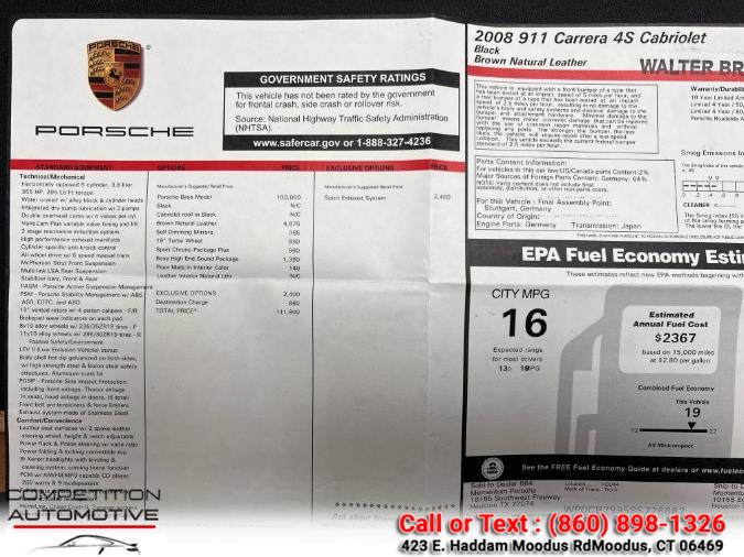 2008 Porsche 911 2dr Cabriolet Carrera 4S, available for sale in Moodus, Connecticut | Competition Automotive of CT LLC. Moodus, Connecticut 2008 Porsche 911 2dr Cabriolet Carrera 4S, available for sale in Moodus, Connecticut | Competition Automotive of CT LLC. Moodus, Connecticut