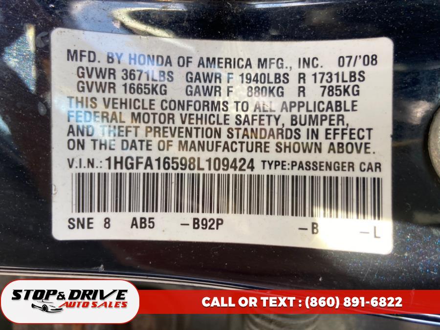 2008 Honda Civic Sdn 4dr Auto LX, available for sale in East Windsor, Connecticut | Stop & Drive Auto Sales. East Windsor, Connecticut 2008 Honda Civic Sdn 4dr Auto LX, available for sale in East Windsor, Connecticut | Stop & Drive Auto Sales. East Windsor, Connecticut