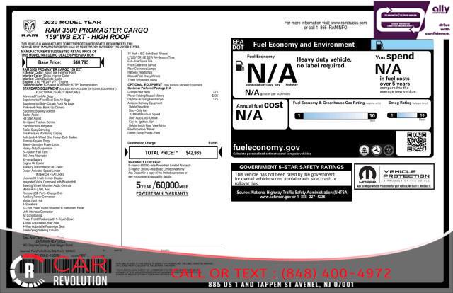 2020 Ram Promaster 3500 High Roof 3500 159'' EXT, available for sale in Avenel, New Jersey | Car Revolution. Avenel, New Jersey 2020 Ram Promaster 3500 High Roof 3500 159'' EXT, available for sale in Avenel, New Jersey | Car Revolution. Avenel, New Jersey