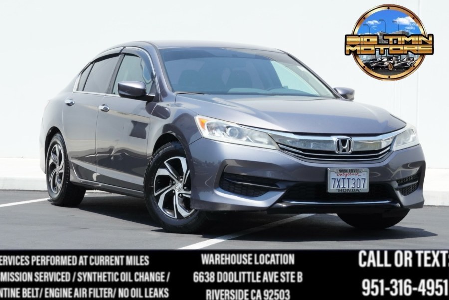 2017 Honda Accord Sedan LX LX (BLK INTERIOR)(BACK UP CAM) (BLUETOOTH), available for sale in Riverside, California | Big Timin Motors LLC. Riverside, California 2017 Honda Accord Sedan LX LX (BLK INTERIOR)(BACK UP CAM) (BLUETOOTH), available for sale in Riverside, California | Big Timin Motors LLC. Riverside, California