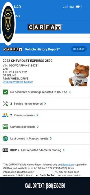 2022 Chevrolet Express Cargo Van RWD 2500 135", available for sale in Online only, Connecticut | CEO DADDY AUTO. Online only, Connecticut 2022 Chevrolet Express Cargo Van RWD 2500 135", available for sale in Online only, Connecticut | CEO DADDY AUTO. Online only, Connecticut