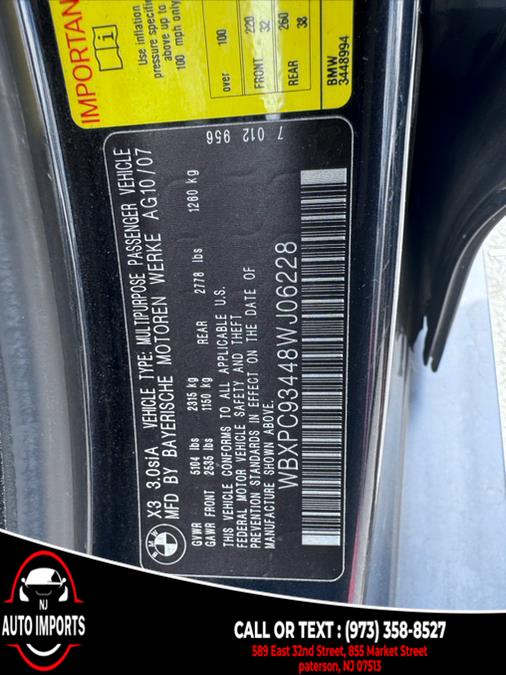 2008 BMW X3 AWD 4dr 3.0si, available for sale in Paterson, New Jersey | NJ Auto Imports. Paterson, New Jersey 2008 BMW X3 AWD 4dr 3.0si, available for sale in Paterson, New Jersey | NJ Auto Imports. Paterson, New Jersey
