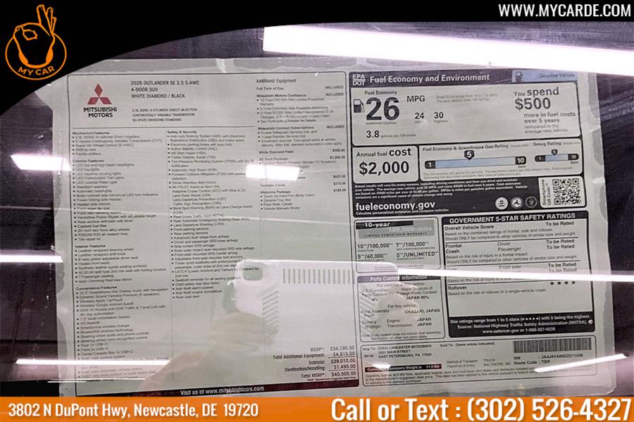 2025 Mitsubishi Outlander SE, available for sale in New Castle, Delaware | My Car. New Castle, Delaware 2025 Mitsubishi Outlander SE, available for sale in New Castle, Delaware | My Car. New Castle, Delaware