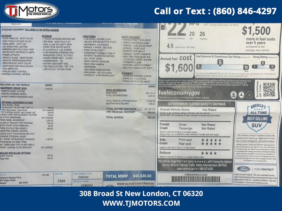 2022 Ford Explorer XLT 4WD, available for sale in New London, Connecticut | TJ Motors LLC. New London, Connecticut 2022 Ford Explorer XLT 4WD, available for sale in New London, Connecticut | TJ Motors LLC. New London, Connecticut
