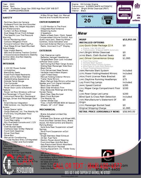 2023 Ram Promaster 3500 High Roof 3500 159'' EXT, available for sale in Avenel, New Jersey | Car Revolution. Avenel, New Jersey 2023 Ram Promaster 3500 High Roof 3500 159'' EXT, available for sale in Avenel, New Jersey | Car Revolution. Avenel, New Jersey