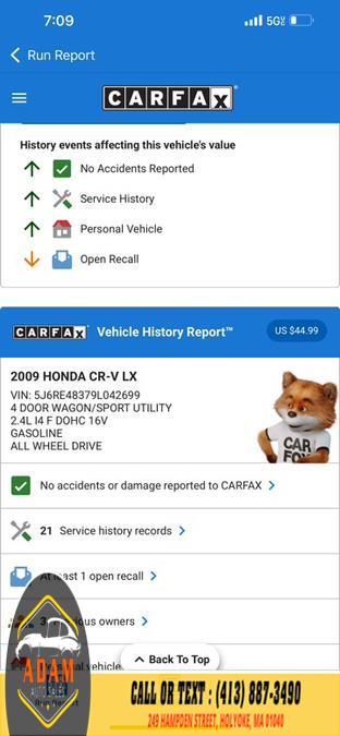 2009 Honda CR-V 4WD 5dr LX, available for sale in Holyoke, Massachusetts | Adam Auto Sales. Holyoke, Massachusetts 2009 Honda CR-V 4WD 5dr LX, available for sale in Holyoke, Massachusetts | Adam Auto Sales. Holyoke, Massachusetts