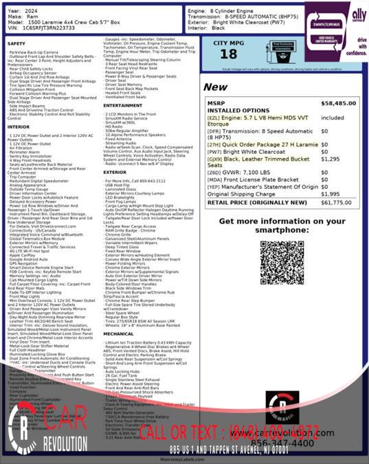 2024 Ram 1500 Laramie 4X4 CREW CAB 5'7'' BOX, available for sale in Avenel, New Jersey | Car Revolution. Avenel, New Jersey 2024 Ram 1500 Laramie 4X4 CREW CAB 5'7'' BOX, available for sale in Avenel, New Jersey | Car Revolution. Avenel, New Jersey