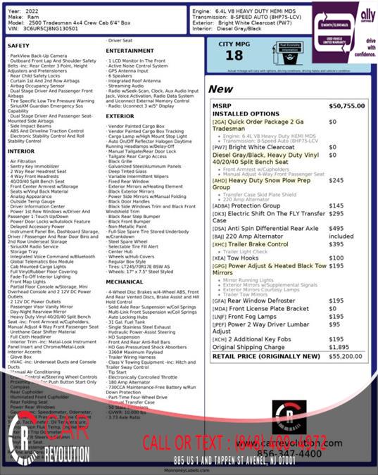 2022 Ram 2500 Tradesman 4X4 CREW CAB 6'4'' BOX, available for sale in Avenel, New Jersey | Car Revolution. Avenel, New Jersey 2022 Ram 2500 Tradesman 4X4 CREW CAB 6'4'' BOX, available for sale in Avenel, New Jersey | Car Revolution. Avenel, New Jersey
