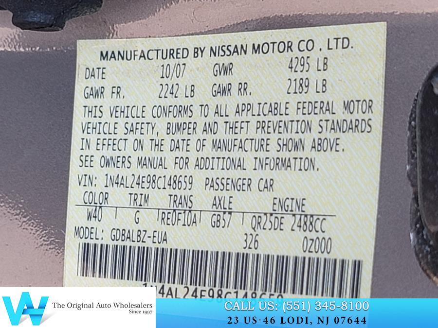 2008 Nissan Altima 2dr Cpe I4 CVT 2.5 S, available for sale in Lodi, New Jersey | AW Auto & Truck Wholesalers, Inc. Lodi, New Jersey 2008 Nissan Altima 2dr Cpe I4 CVT 2.5 S, available for sale in Lodi, New Jersey | AW Auto & Truck Wholesalers, Inc. Lodi, New Jersey