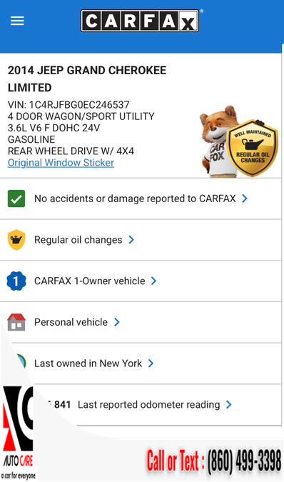 2014 Jeep Grand Cherokee 4WD 4dr Limited, available for sale in Vernon , Connecticut | Auto Care Motors. Vernon , Connecticut 2014 Jeep Grand Cherokee 4WD 4dr Limited, available for sale in Vernon , Connecticut | Auto Care Motors. Vernon , Connecticut