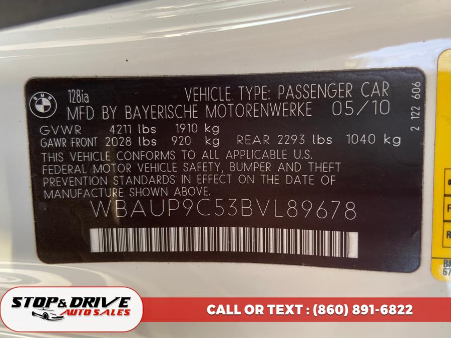 2011 BMW 1 Series 2dr Cpe 128i SULEV, available for sale in East Windsor, Connecticut | Stop & Drive Auto Sales. East Windsor, Connecticut 2011 BMW 1 Series 2dr Cpe 128i SULEV, available for sale in East Windsor, Connecticut | Stop & Drive Auto Sales. East Windsor, Connecticut