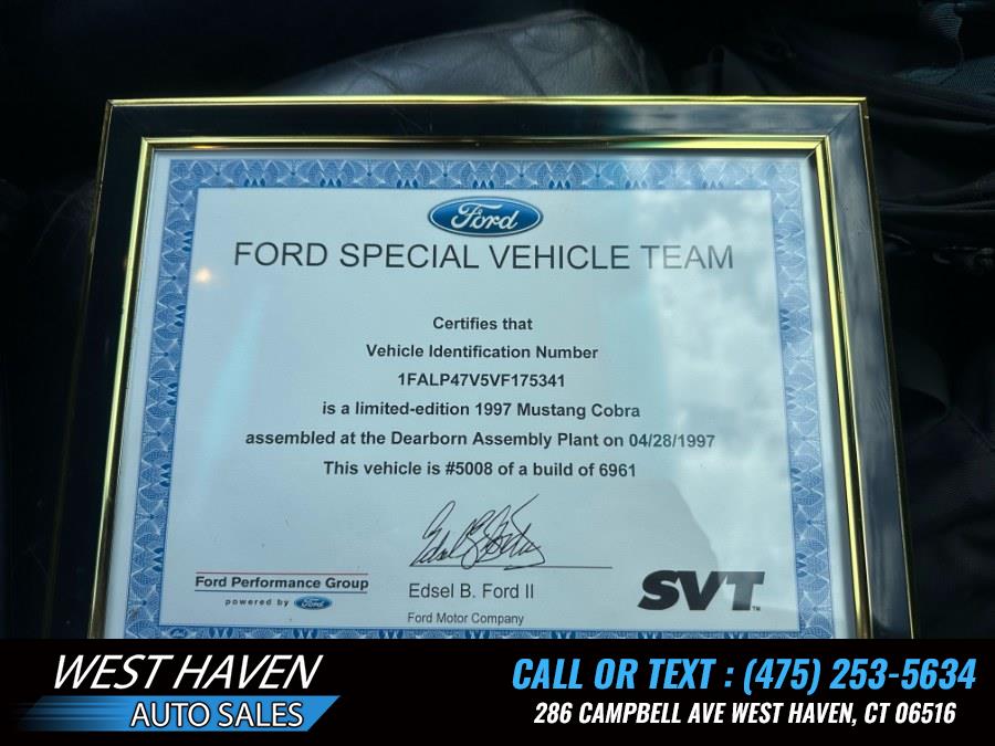 1997 Ford Mustang 2dr Cpe Cobra, available for sale in West Haven, Connecticut | West Haven Auto Sales LLC. West Haven, Connecticut 1997 Ford Mustang 2dr Cpe Cobra, available for sale in West Haven, Connecticut | West Haven Auto Sales LLC. West Haven, Connecticut