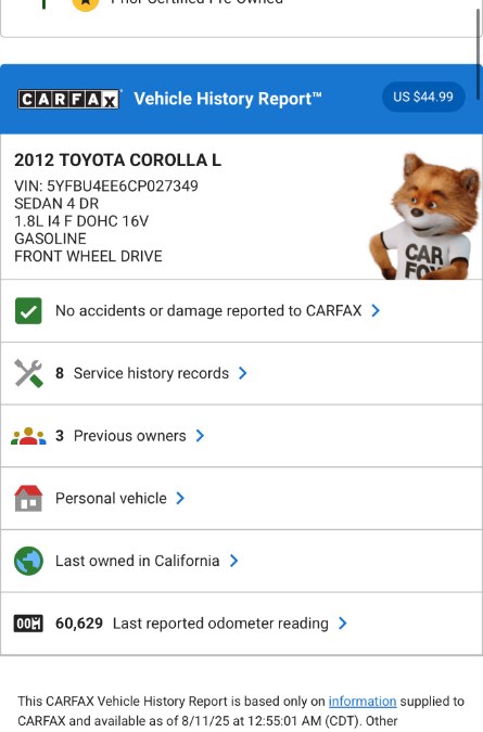 2012 Toyota Corolla LE BLUETOOTH/ APPLE CAR PLAY, available for sale in Riverside, California | Big Timin Motors LLC. Riverside, California 2012 Toyota Corolla LE BLUETOOTH/ APPLE CAR PLAY, available for sale in Riverside, California | Big Timin Motors LLC. Riverside, California