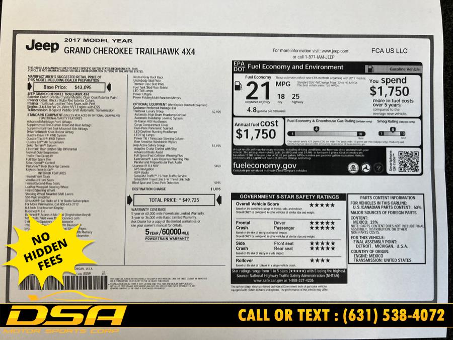 2017 Jeep Grand Cherokee Trailhawk 4x4, available for sale in Commack, New York | DSA Motor Sports Corp. Commack, New York 2017 Jeep Grand Cherokee Trailhawk 4x4, available for sale in Commack, New York | DSA Motor Sports Corp. Commack, New York
