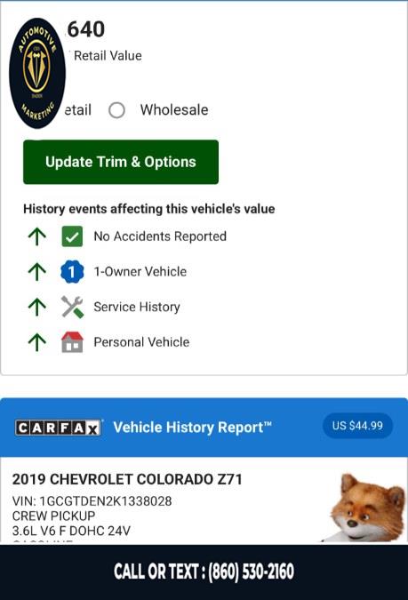 2019 Chevrolet Colorado 4WD Crew Cab 140.5" Z71, available for sale in Online only, Connecticut | CEO DADDY AUTO. Online only, Connecticut 2019 Chevrolet Colorado 4WD Crew Cab 140.5" Z71, available for sale in Online only, Connecticut | CEO DADDY AUTO. Online only, Connecticut