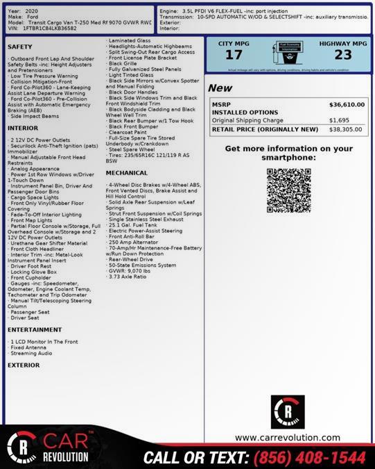 2020 Ford Transit-250 Mr 148 Rwd Cargo Van , available for sale in Maple Shade, New Jersey | Car Revolution. Maple Shade, New Jersey 2020 Ford Transit-250 Mr 148 Rwd Cargo Van , available for sale in Maple Shade, New Jersey | Car Revolution. Maple Shade, New Jersey